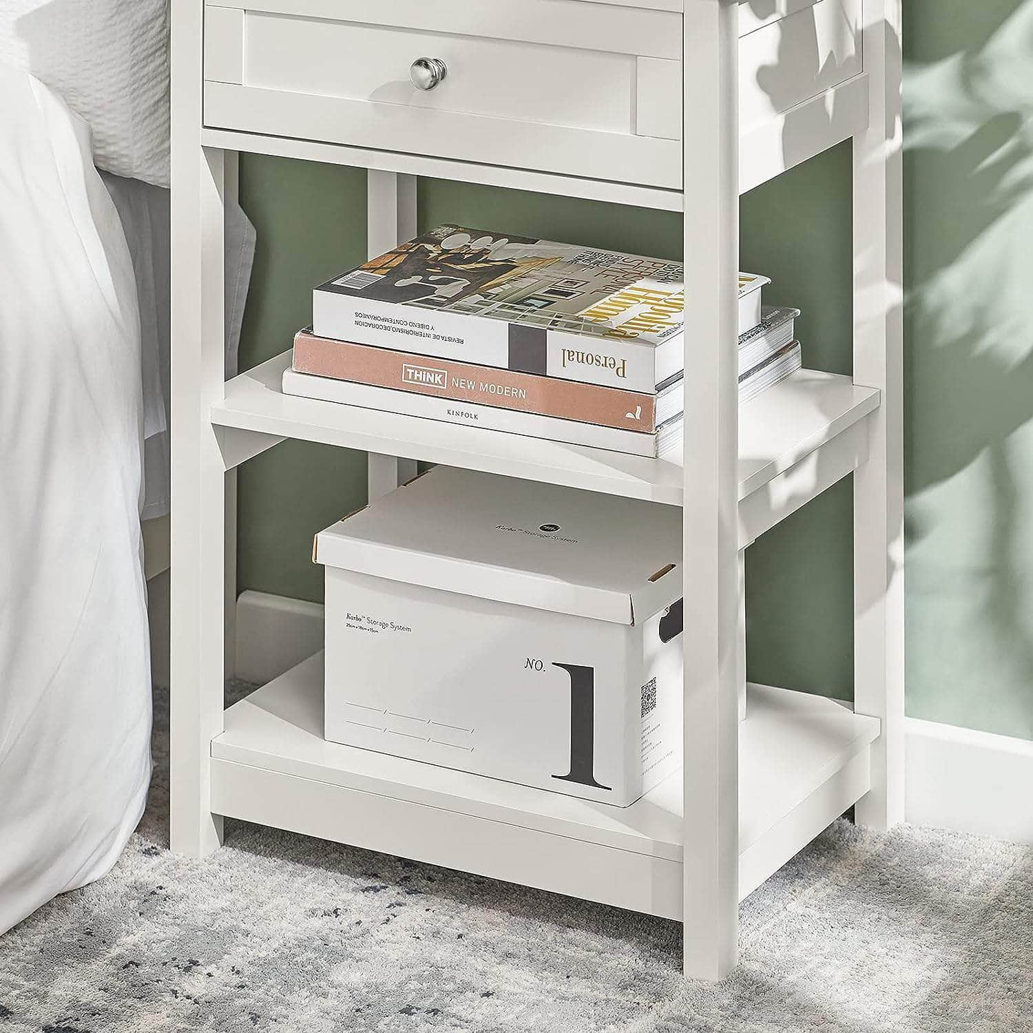 Bedside Table With Drawer Shelves