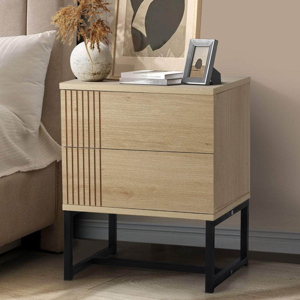 Bedside Tables 2 Drawers Bedroom Metal