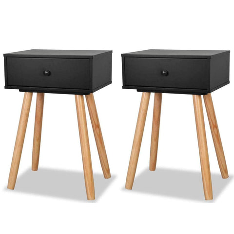 Bedside Tables 2 pcs Solid Pinewood  Black