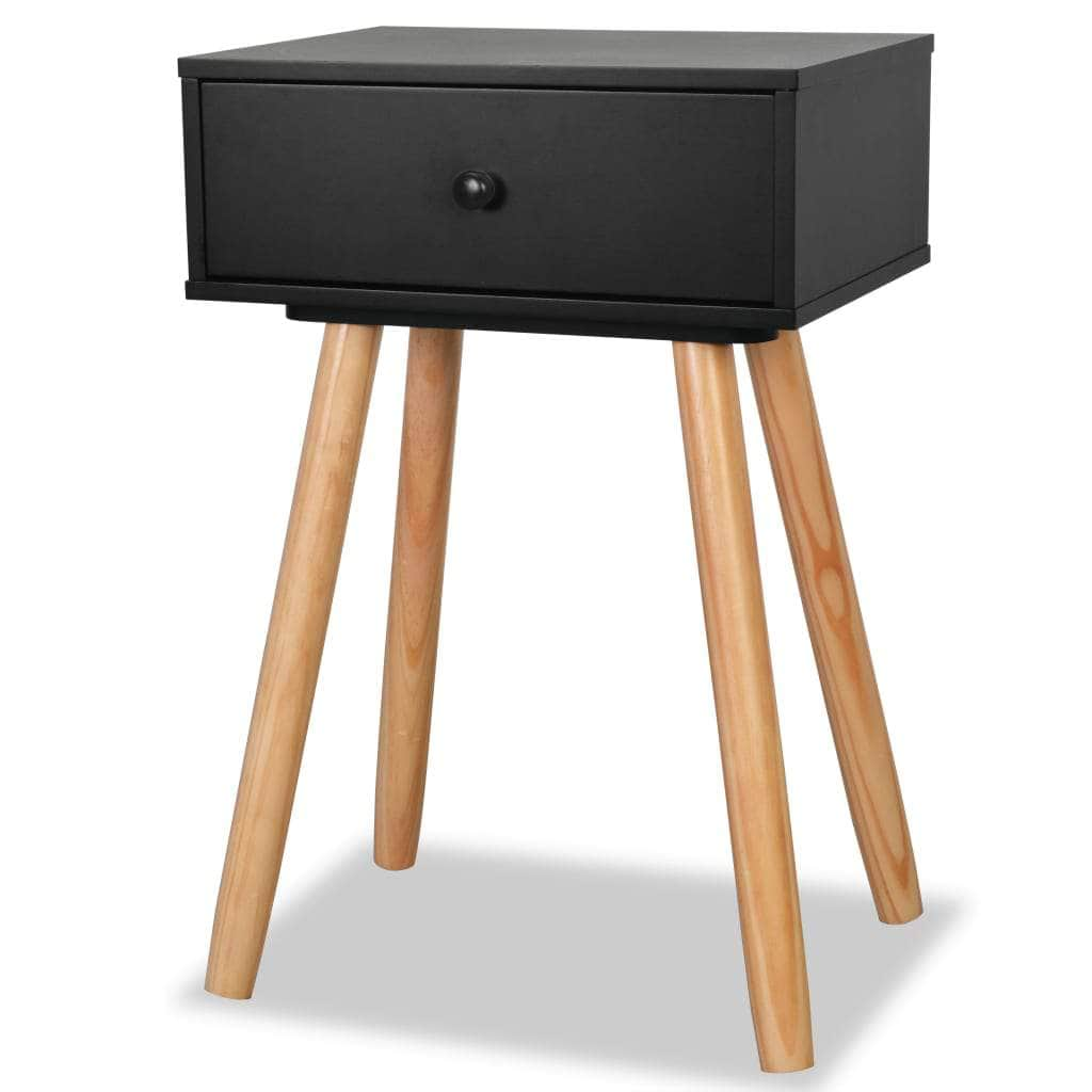 Bedside Tables 2 pcs Solid Pinewood  Black