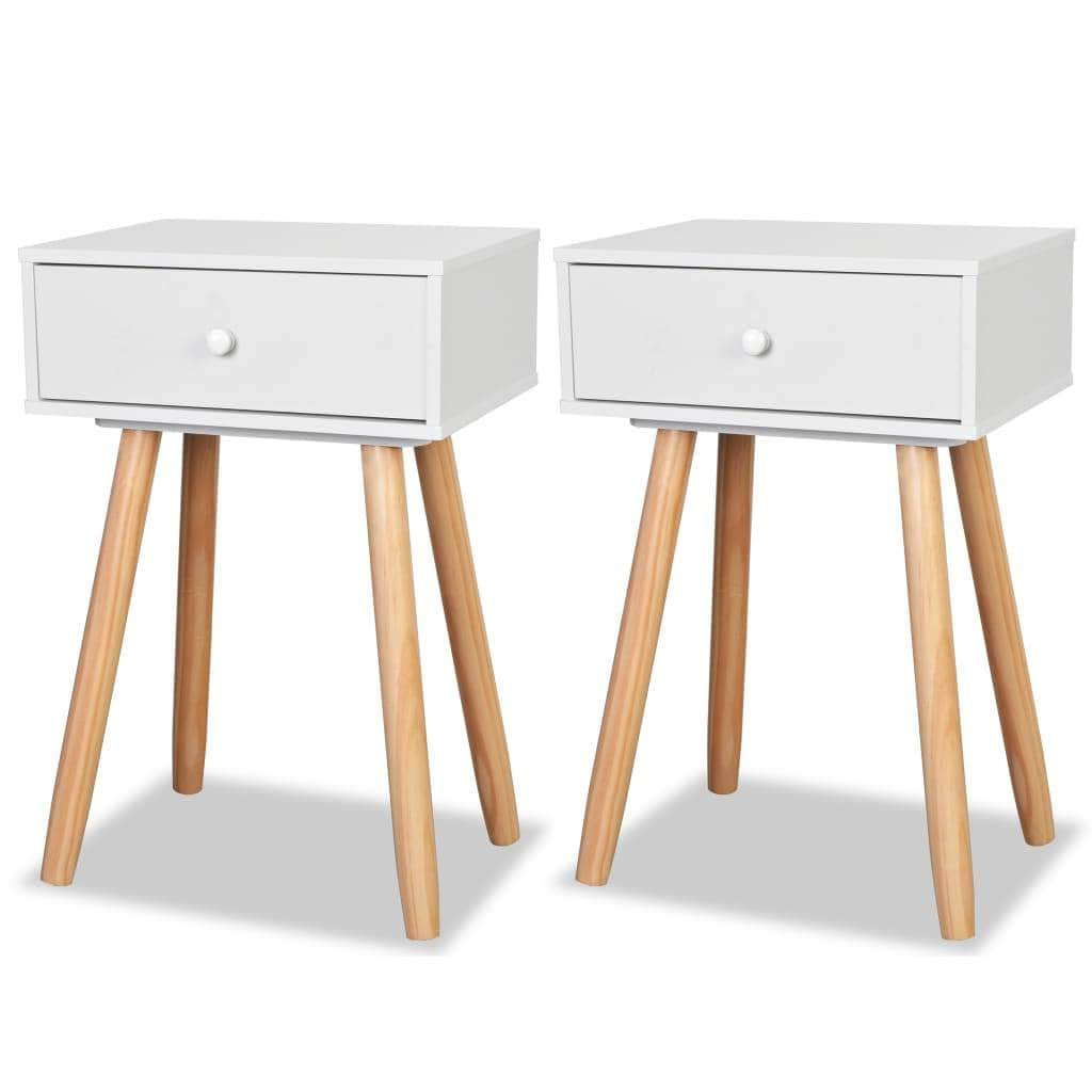 Bedside Tables 2 Pcs Solid Pinewood White