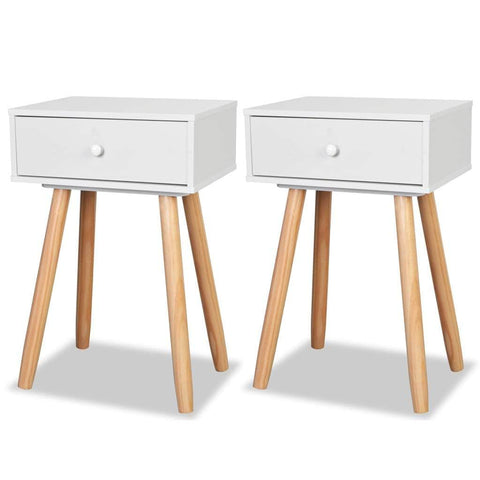 Bedside Tables 2 Pcs Solid Pinewood White