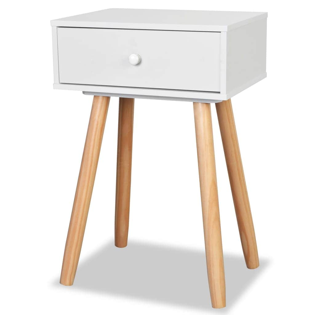 Bedside Tables 2 Pcs Solid Pinewood White