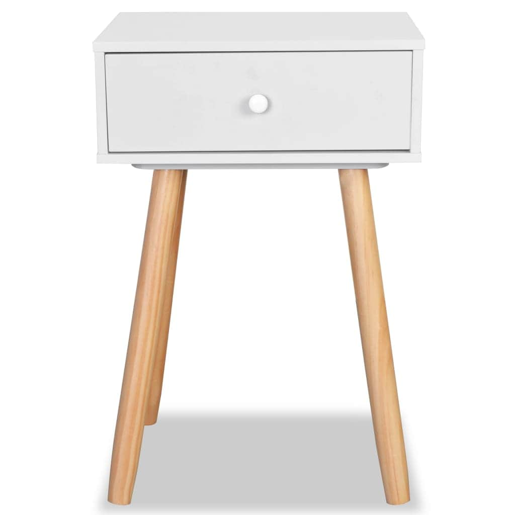 Bedside Tables 2 Pcs Solid Pinewood White