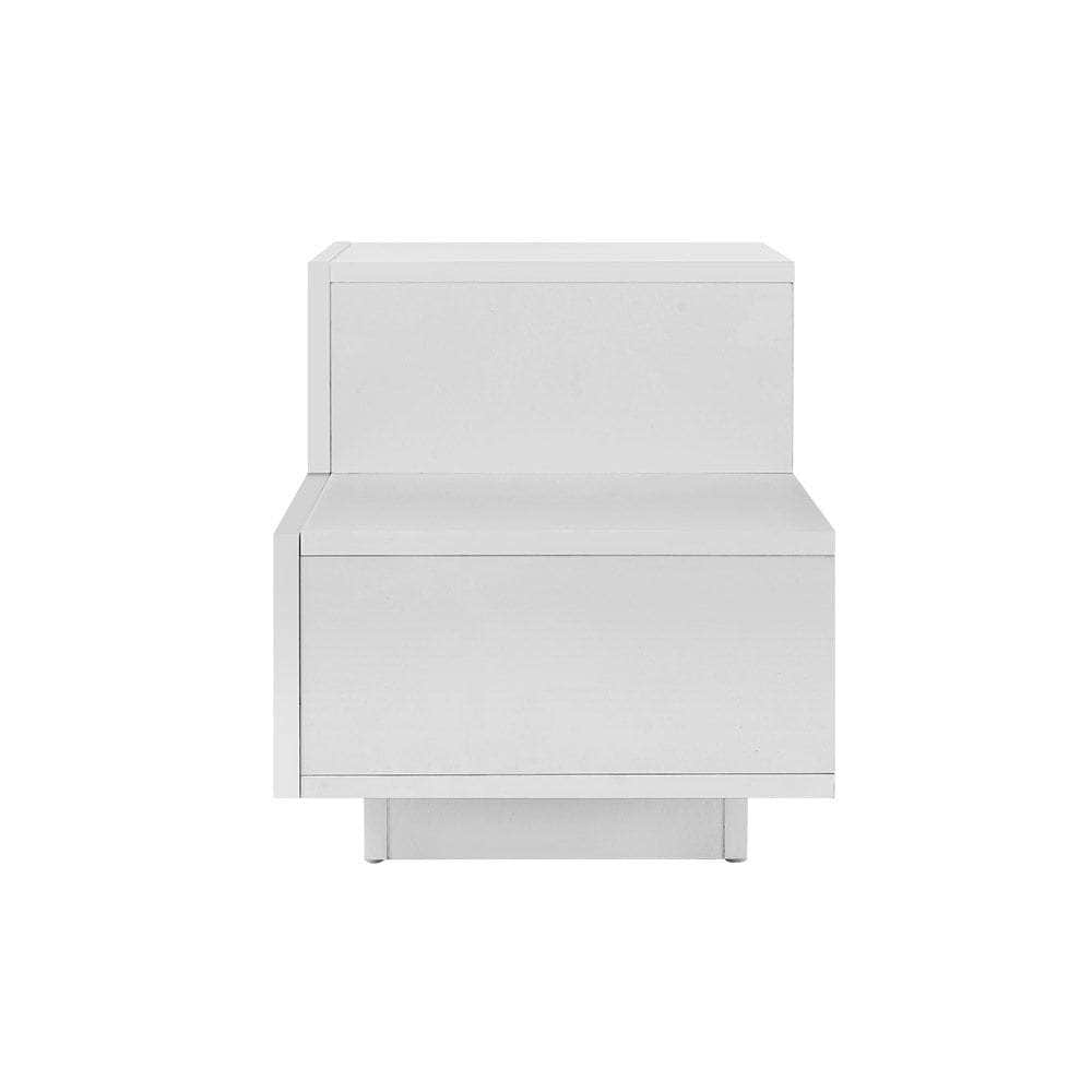 Bedside Tables LED 2 Drawers - REMI White