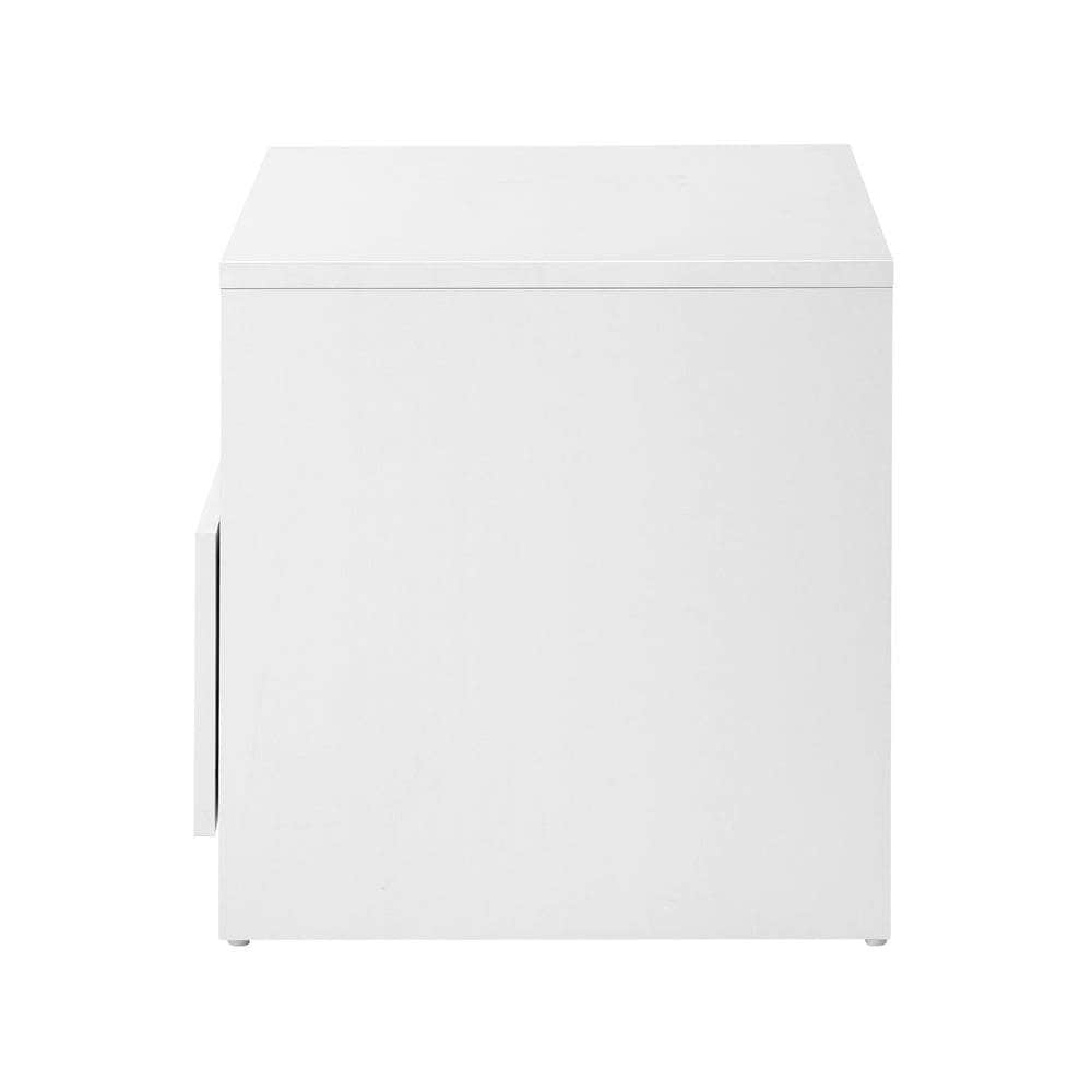 Bedside Tables RGB LED Side Table Drawers High Gloss Nightstand