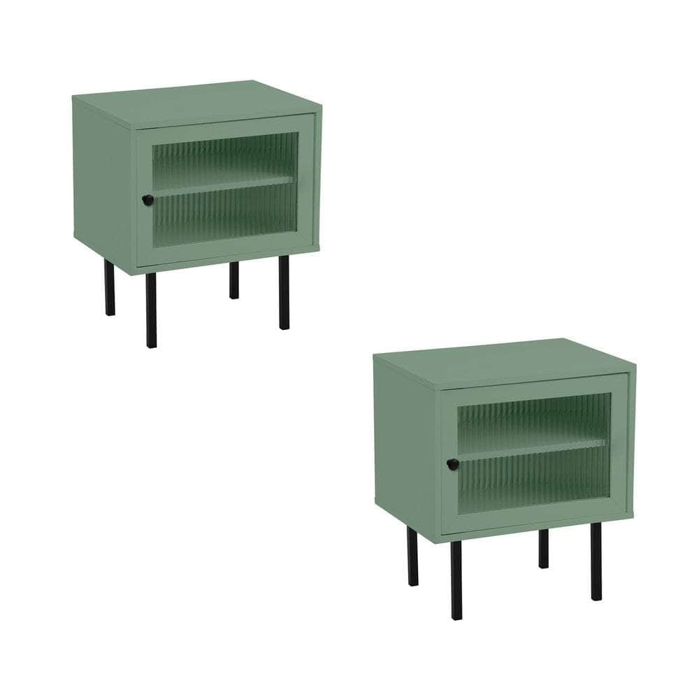 Bedside Tables Storage Cabinet Wood Black/Green/White