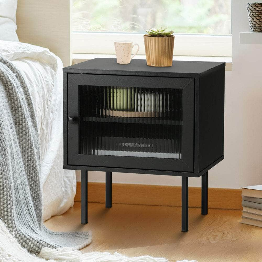 Bedside Tables Storage Cabinet Wood Black/Green/White