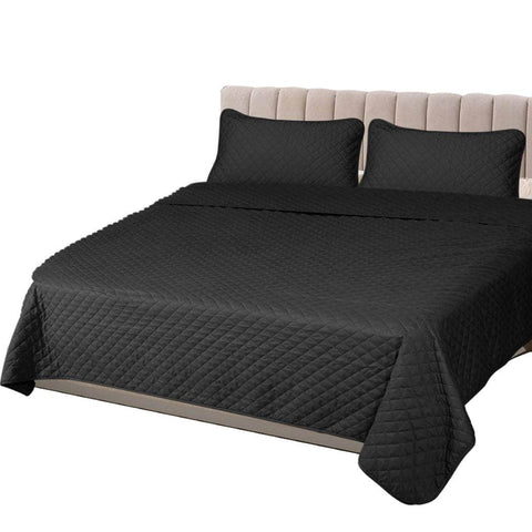 Bedspread Coverlet Set Quilted Dark Grey Queen