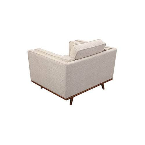 Beige Fabric Armchair With Wooden Frame