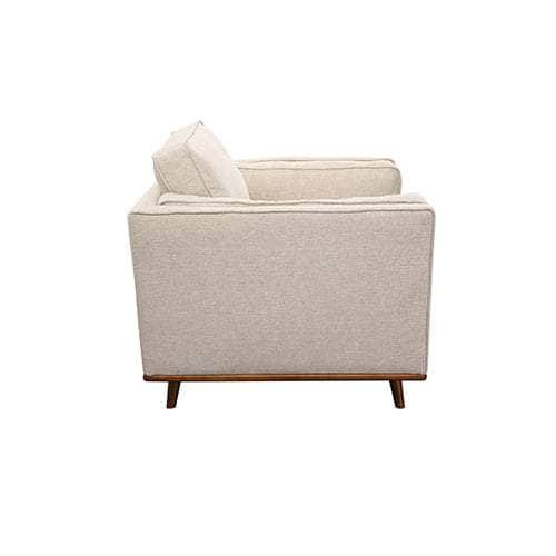 Beige Fabric Armchair With Wooden Frame