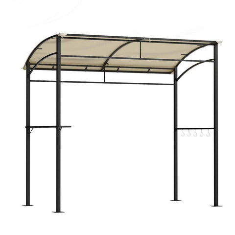 Beige Gazebo BBQ Grill Patio Shelter with Shelf Hooks