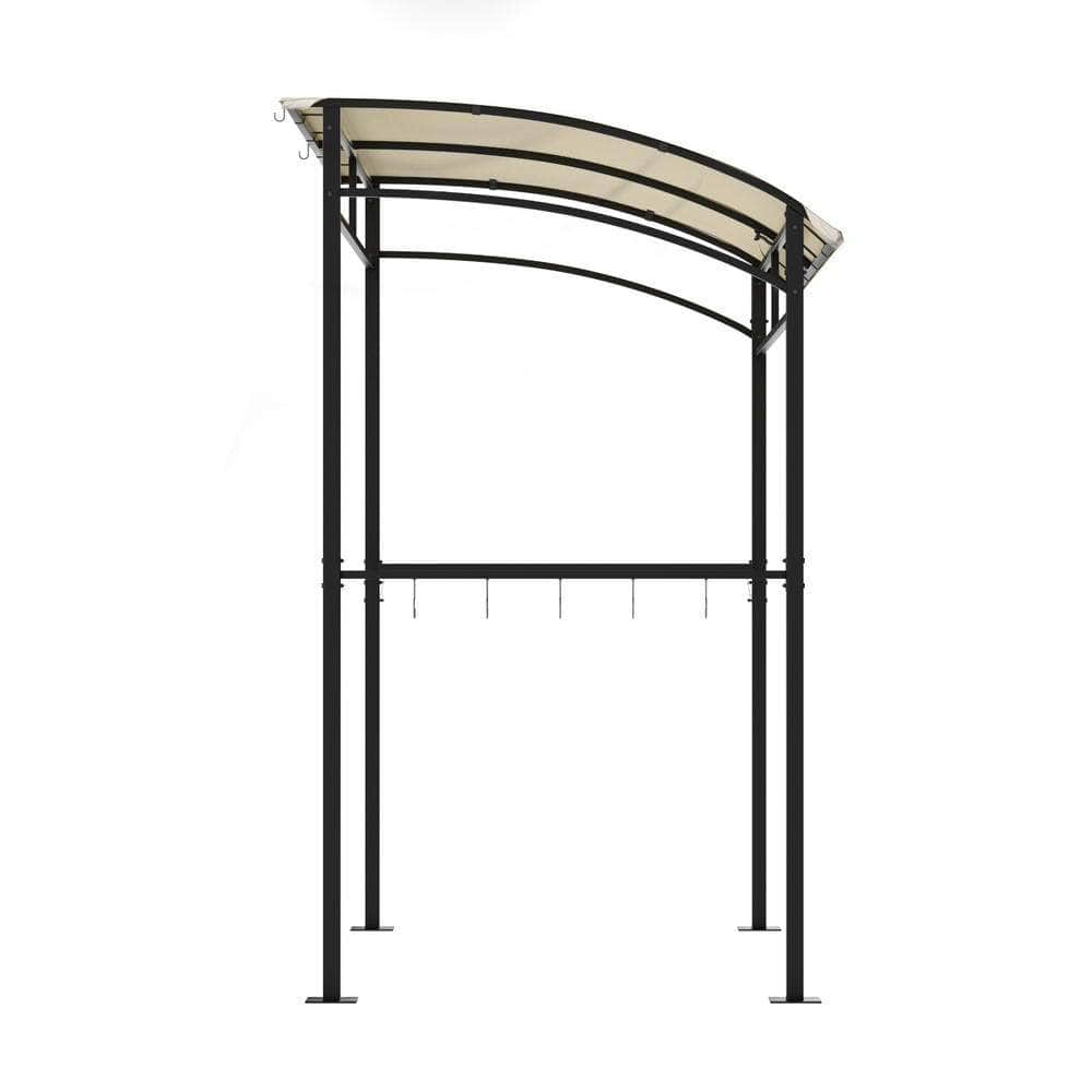 Beige Gazebo BBQ Grill Patio Shelter with Shelf Hooks