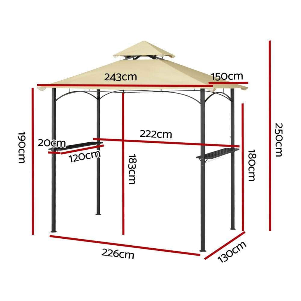 Beige Outdoor Gazebo Patio Marquee with BBQ Grill Shelter