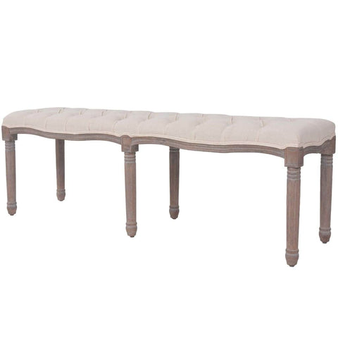 Bench Linen Solid Wood Cream White