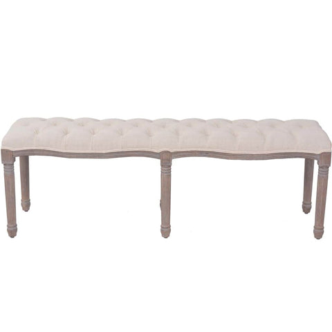 Bench Linen Solid Wood Cream White