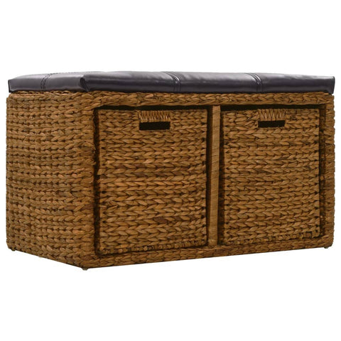 Bench with 2 Baskets Seagrass Brown