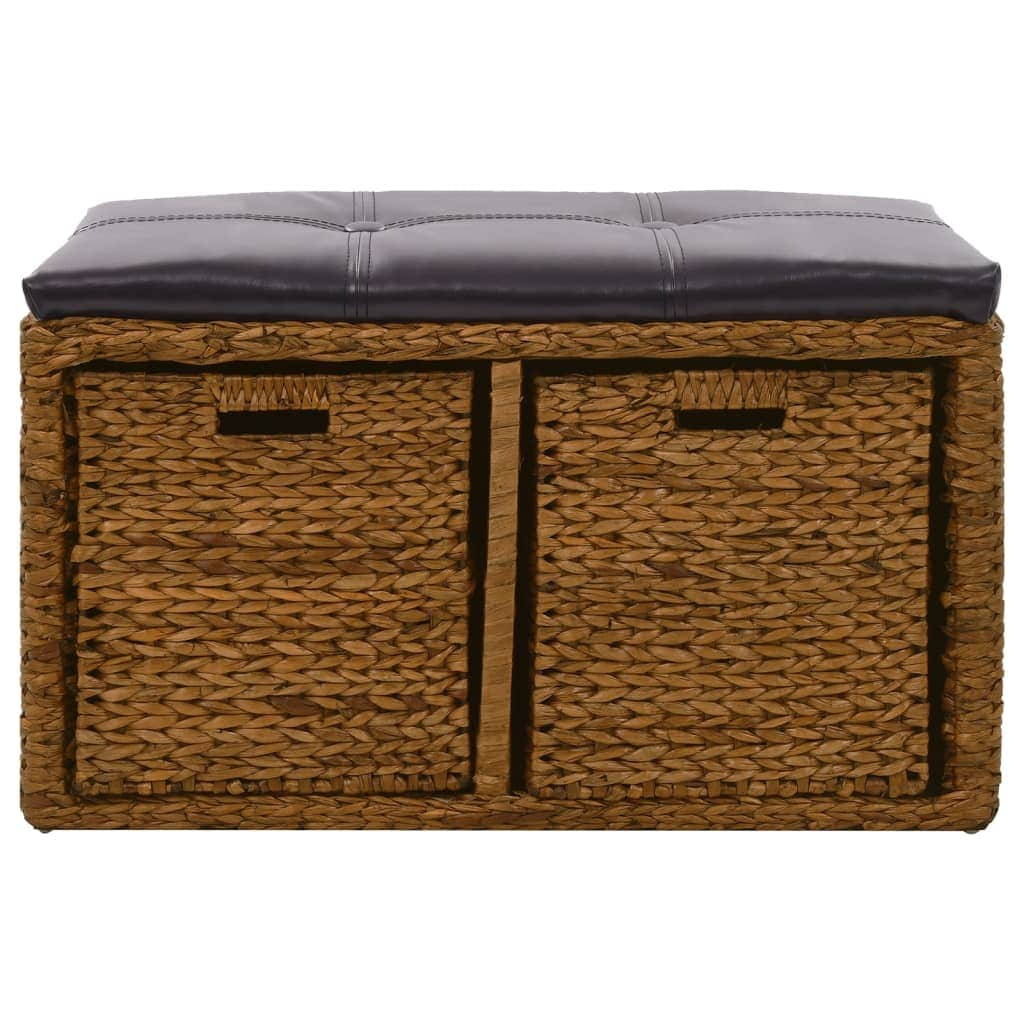 Bench with 2 Baskets Seagrass Brown