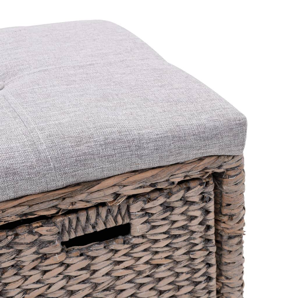 Bench with 2 Baskets Seagrass Grey