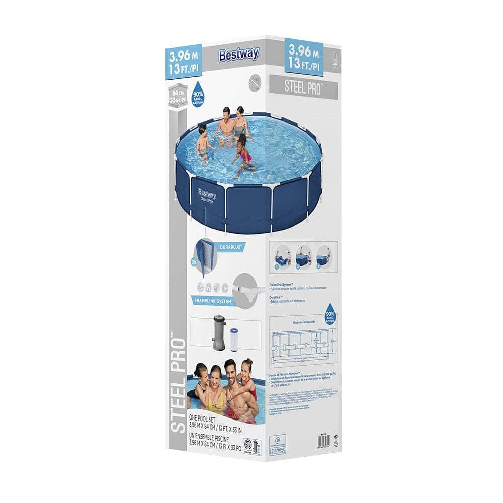 Bestway 3.69M Swimming Pool Above Ground Filter Pump Steel Pro Frame Pools