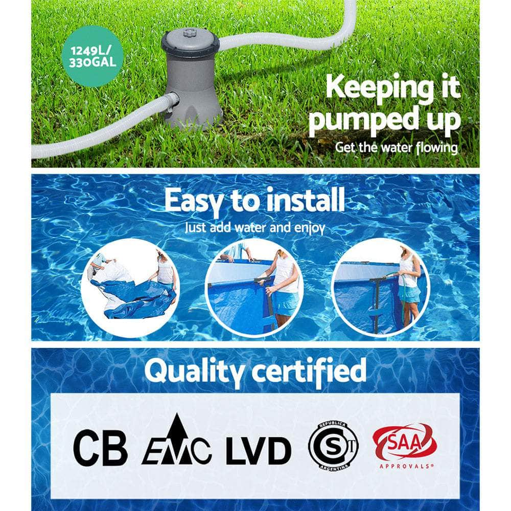 Bestway 3.69M Swimming Pool Above Ground Filter Pump Steel Pro Frame Pools