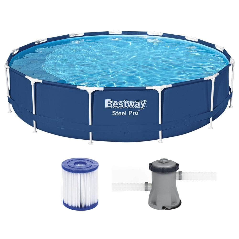 Bestway 3.69M Swimming Pool Above Ground Filter Pump Steel Pro Frame Pools