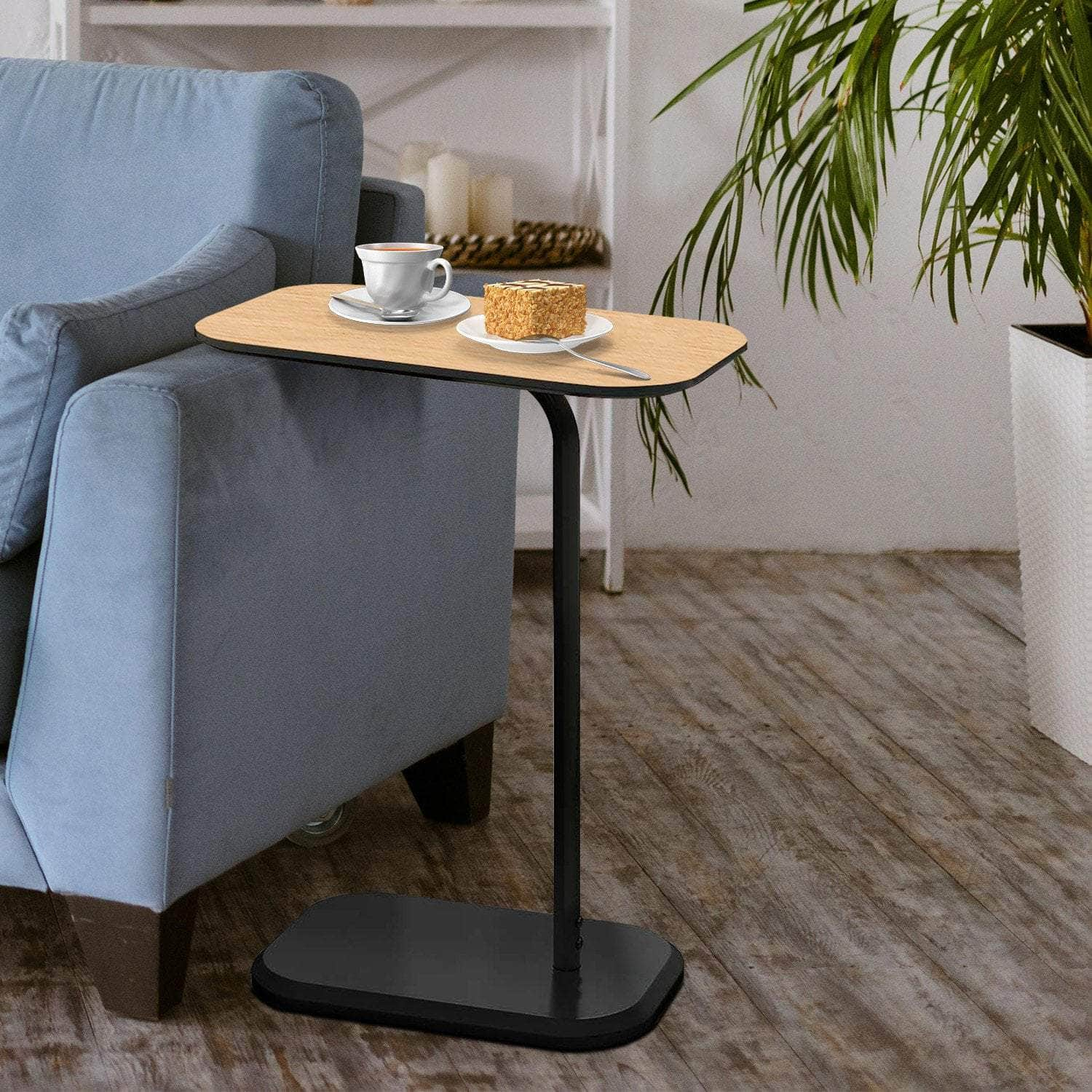 Beveled Edge C-Shaped Side Table