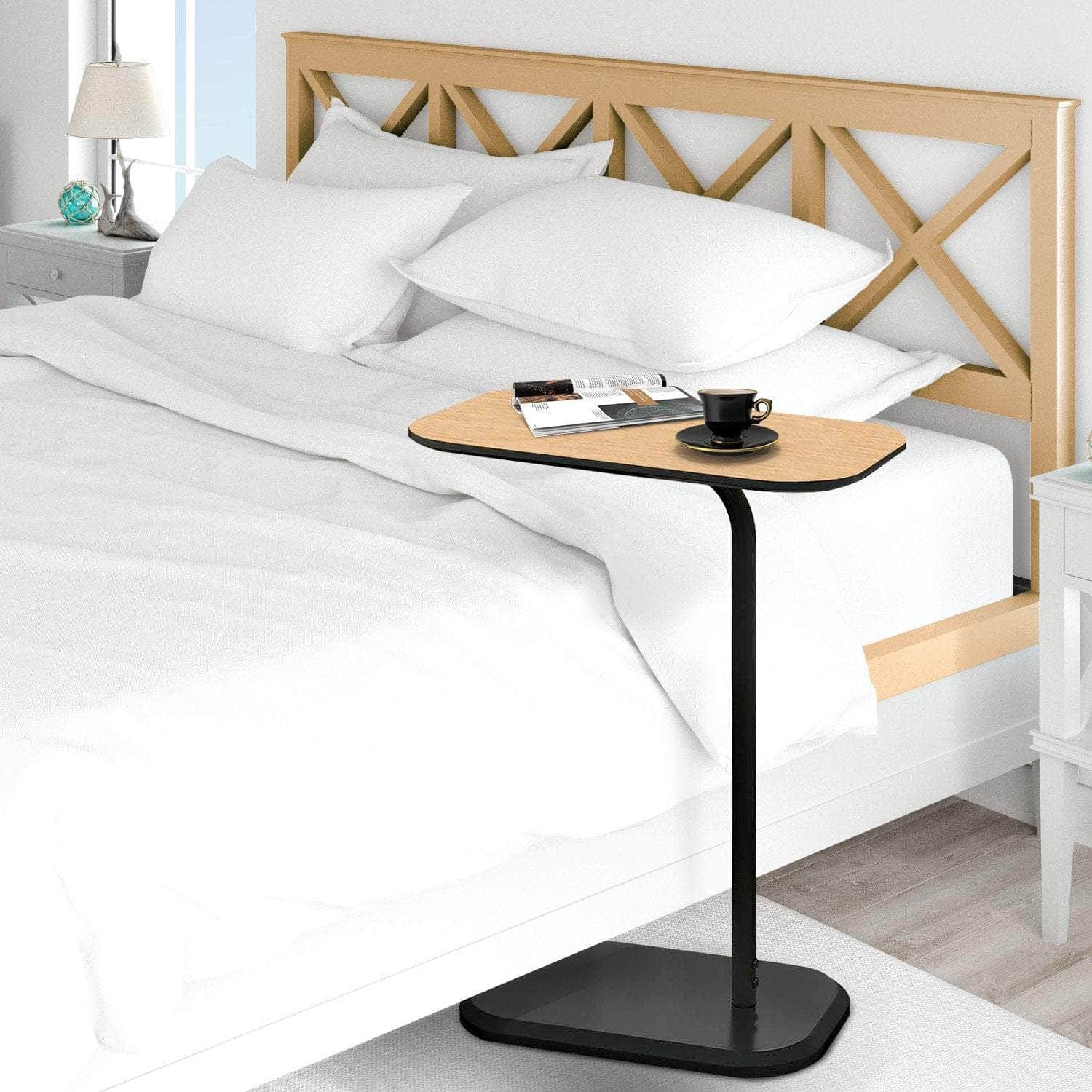 Beveled Edge C-Shaped Side Table