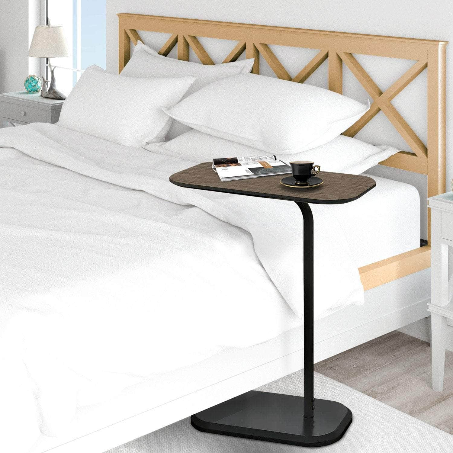 Beveled Edge C-Shaped Side Table