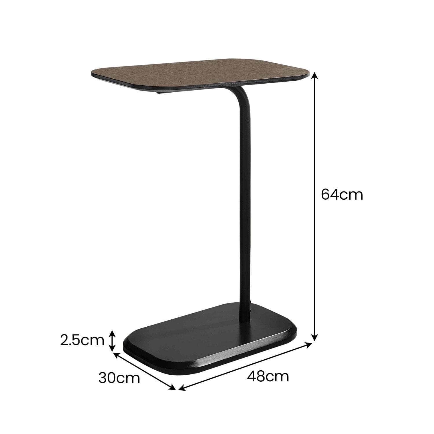 Beveled Edge C-Shaped Side Table