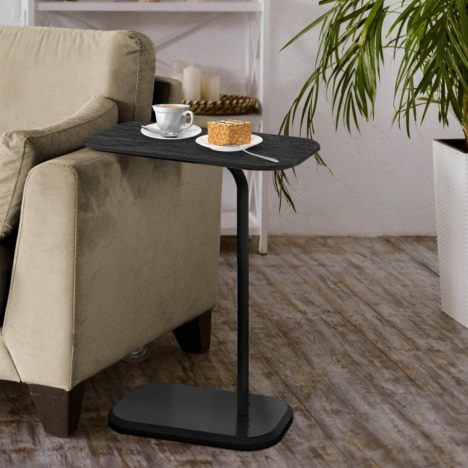 Beveled Edge C-Shaped Side Table