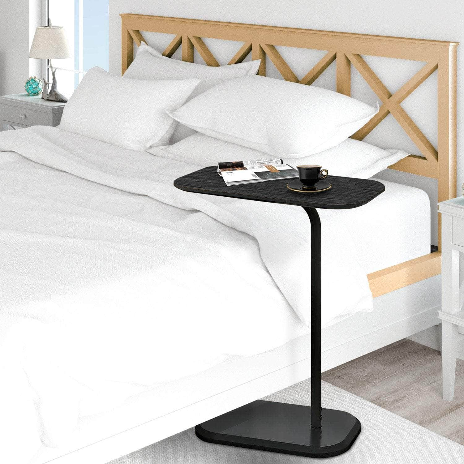 Beveled Edge C-Shaped Side Table