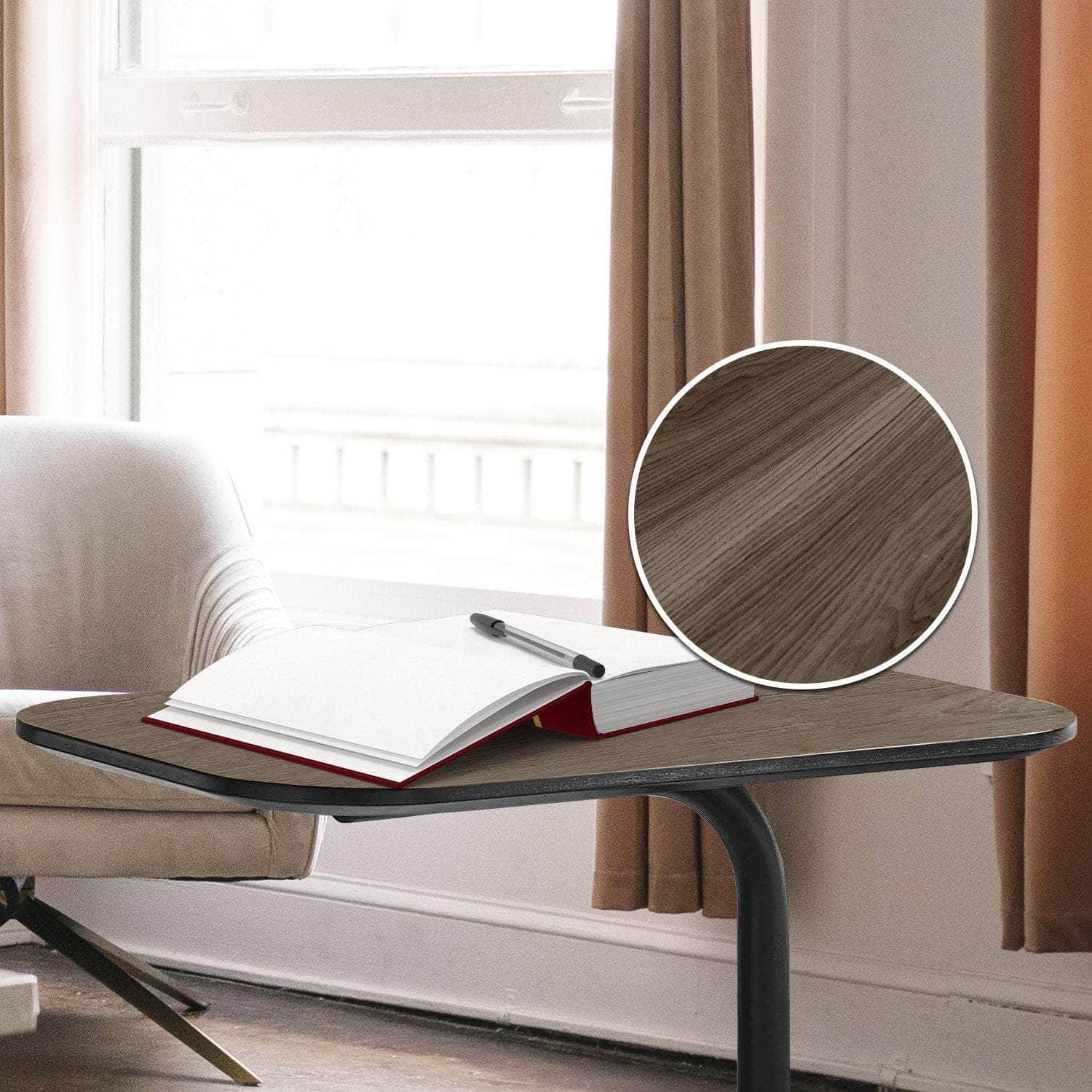 Beveled Edge C-Shaped Side Table