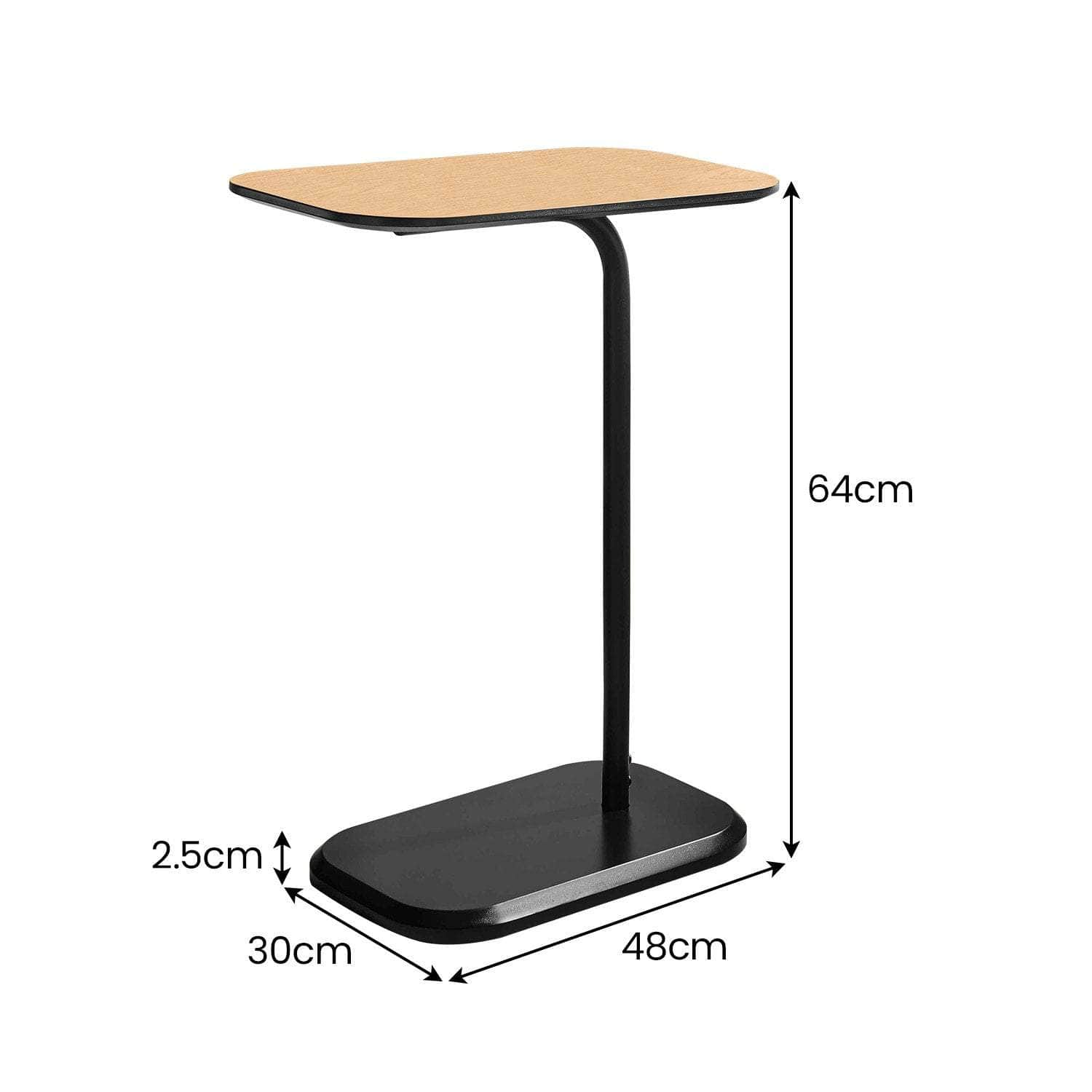 Beveled Edge C-Shaped Side Table