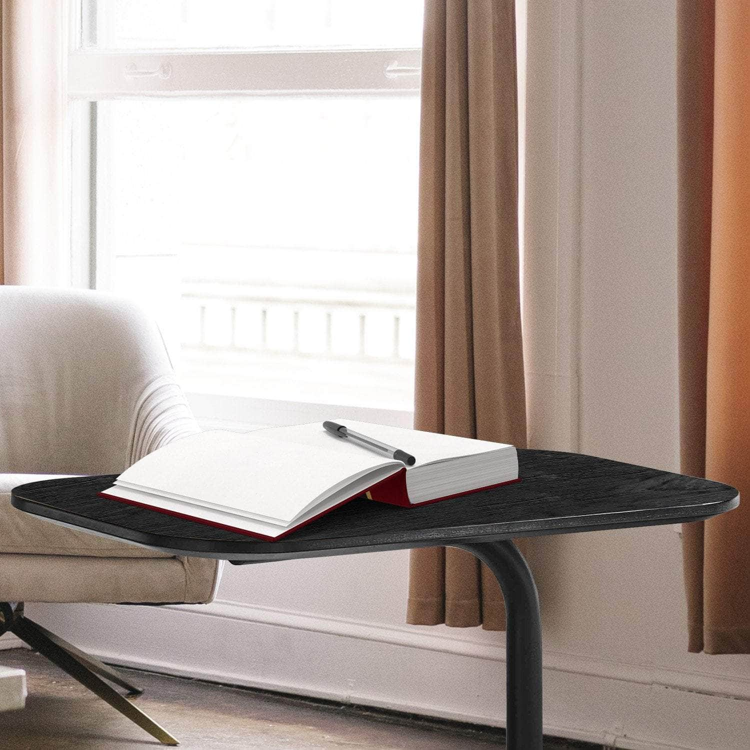 Beveled Edge C-Shaped Side Table