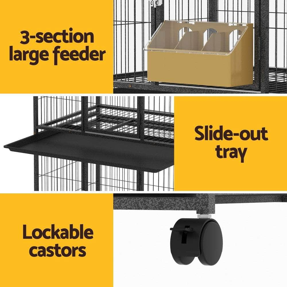 Bird Cage Large Bird Cages Aviary Budgie Perch Cage Parrot Pet Stand Wheels