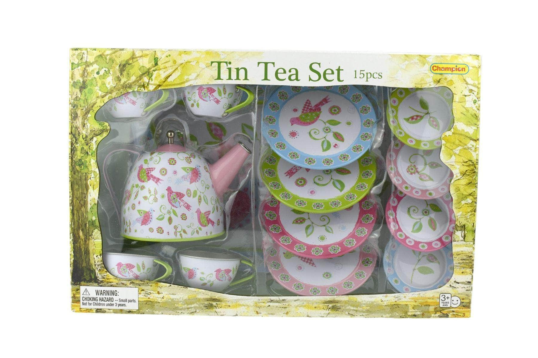 Bird Design Tin Tea Set 15Pcs