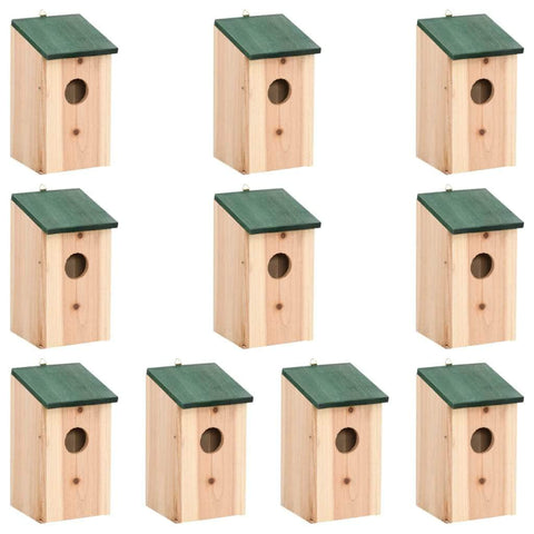 Bird Houses 10 pcs Solid Firwood