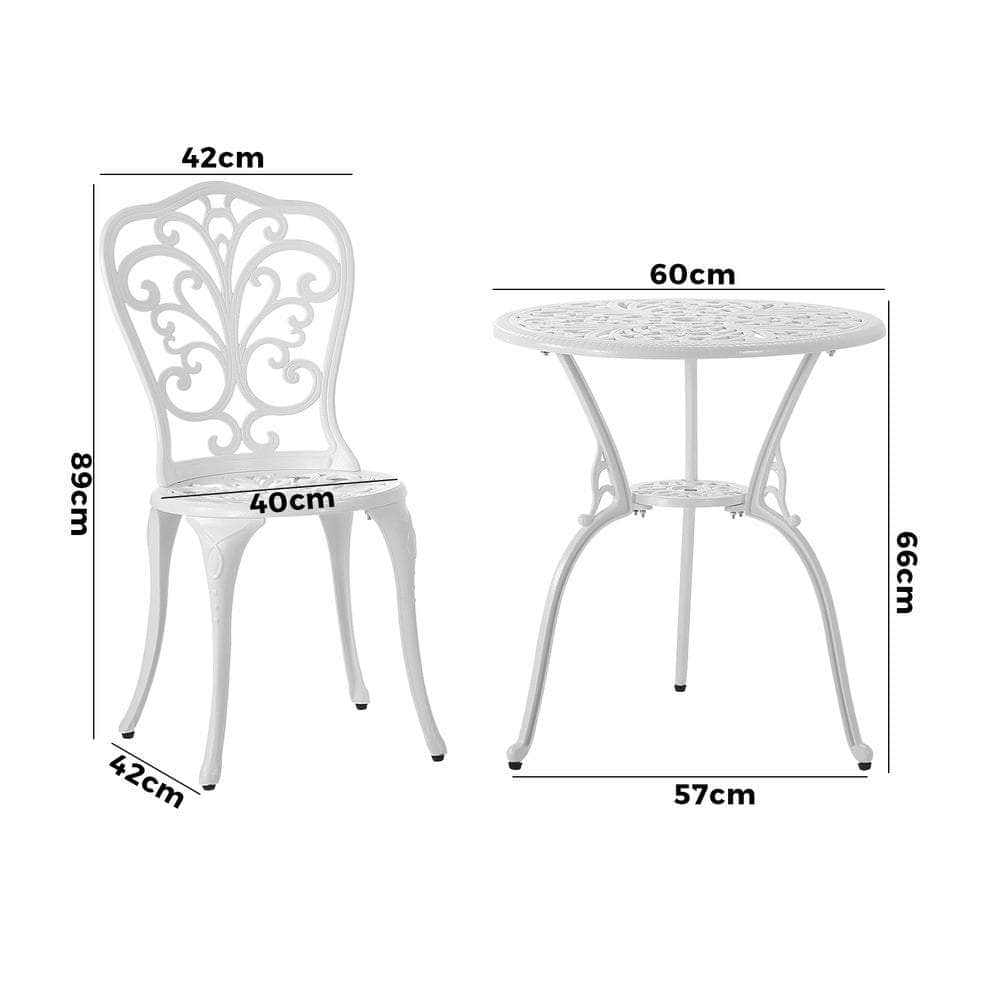 Bistro Outdoor Setting Chairs Table Patio Dining 3PCS Set Cast Aluminium