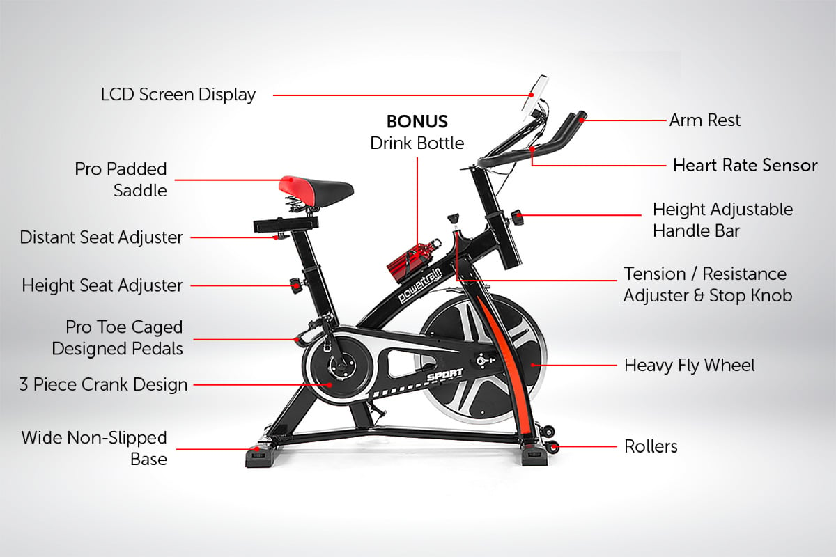 Home Gym Flywheel Exercise Spin Bike - Black