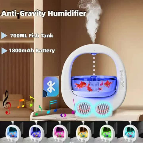 Black 3 In 1 Anti-Gravity Humidifier Aromatherapy Machine Blueto