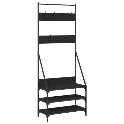 Black Clothes Rack with Shoe Storage