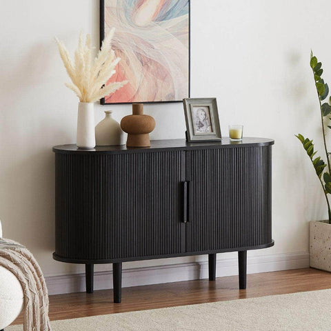 Black Column Wooden Sideboard Table