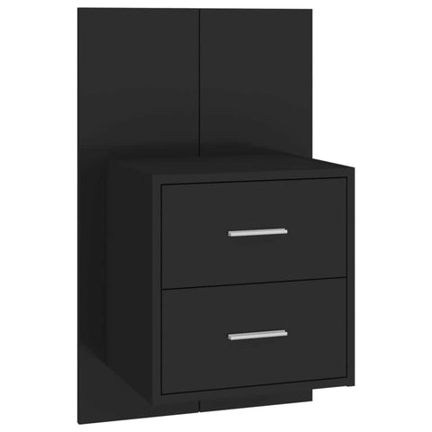 Black Engineered Wood Wall Bedside Cabinet