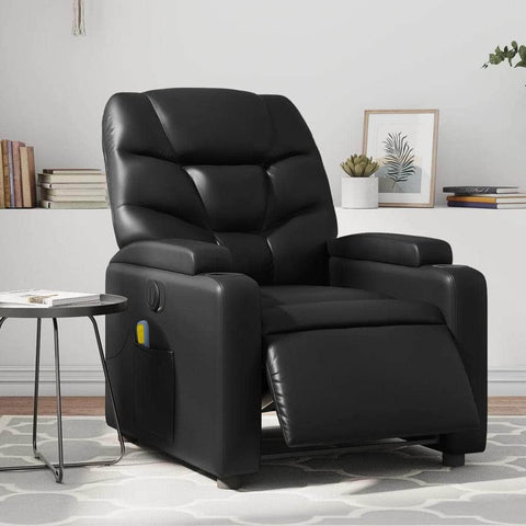 Black Faux Leather Electric Massage Recliner Chair