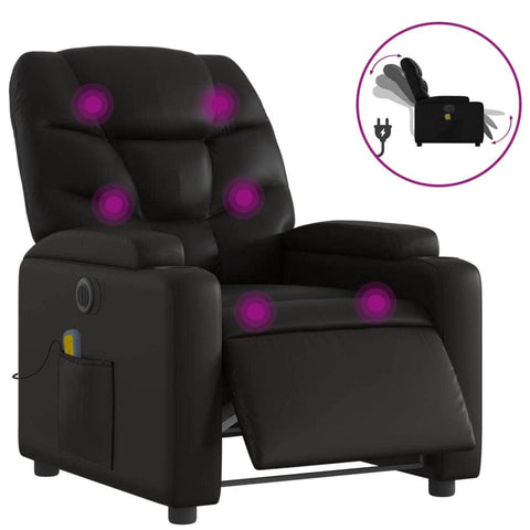 Black Faux Leather Electric Massage Recliner Chair