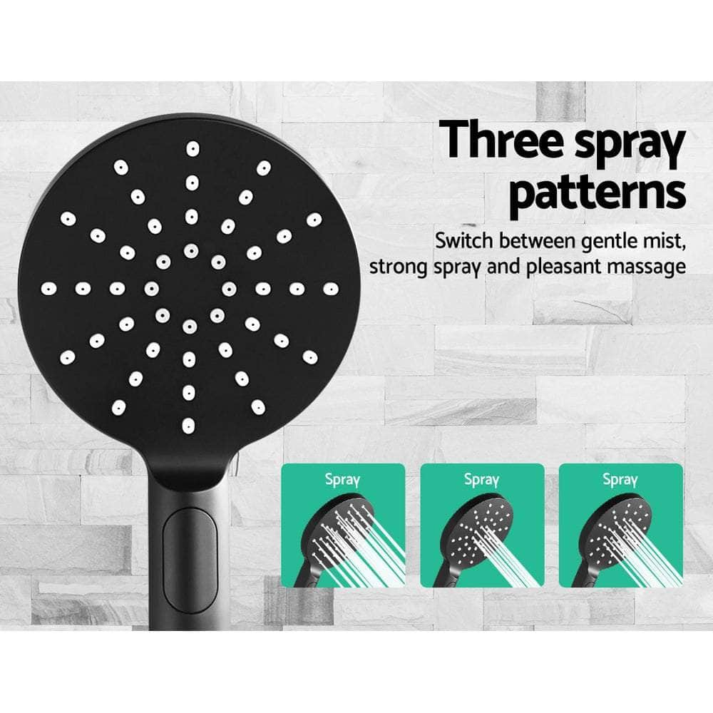 Black Handheld Round High Pressure Rain Shower Head Set