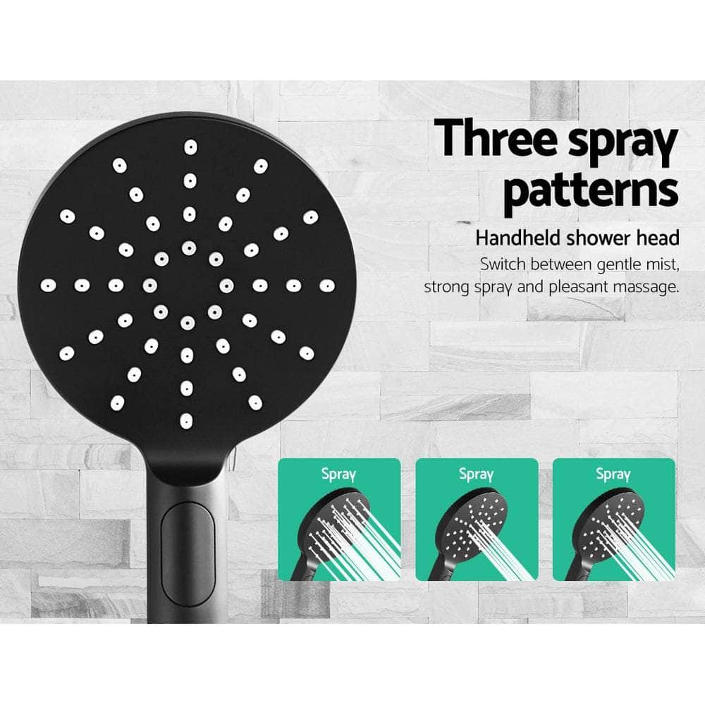 Black Handheld Round High Pressure Rain Shower Head Set With Mixer Tap