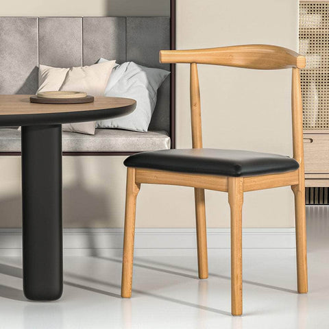 Black Leather Upholstered Cafe Kitchen Dining Chair Replica