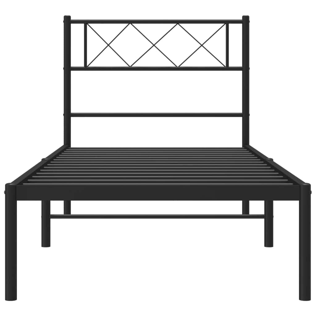 Black-Metal Bed Frame with Headboard and Footboard